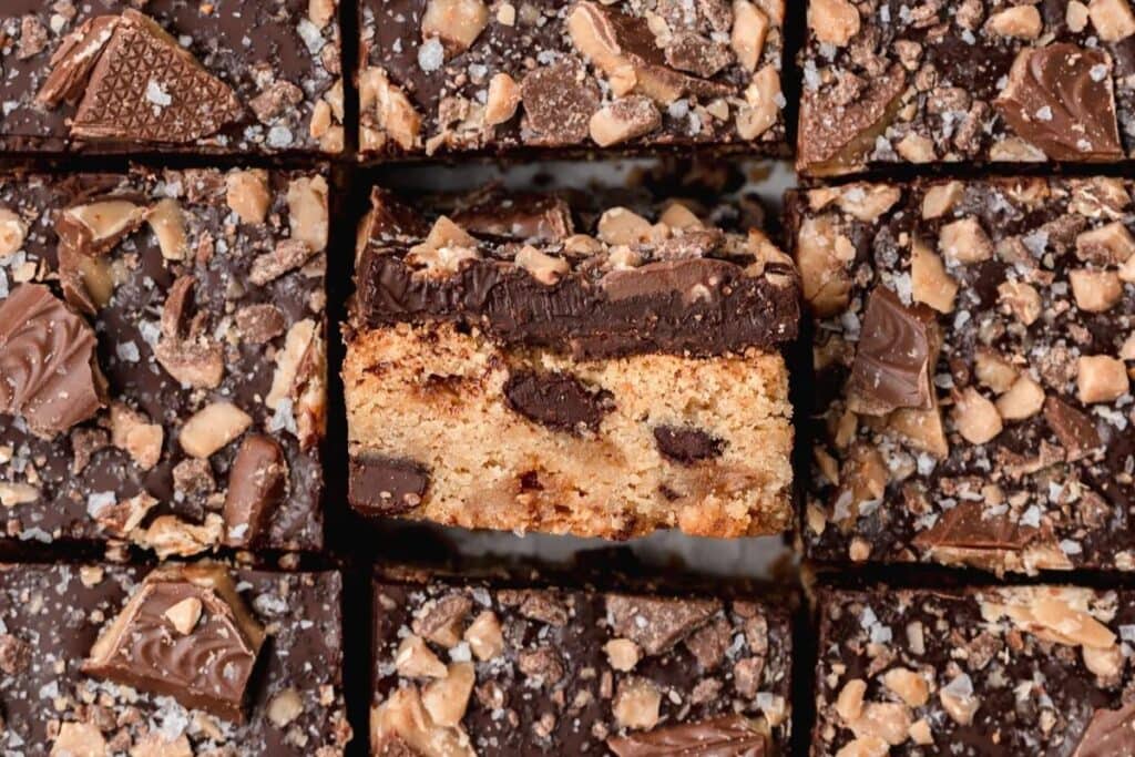 A close up shot of brownies.