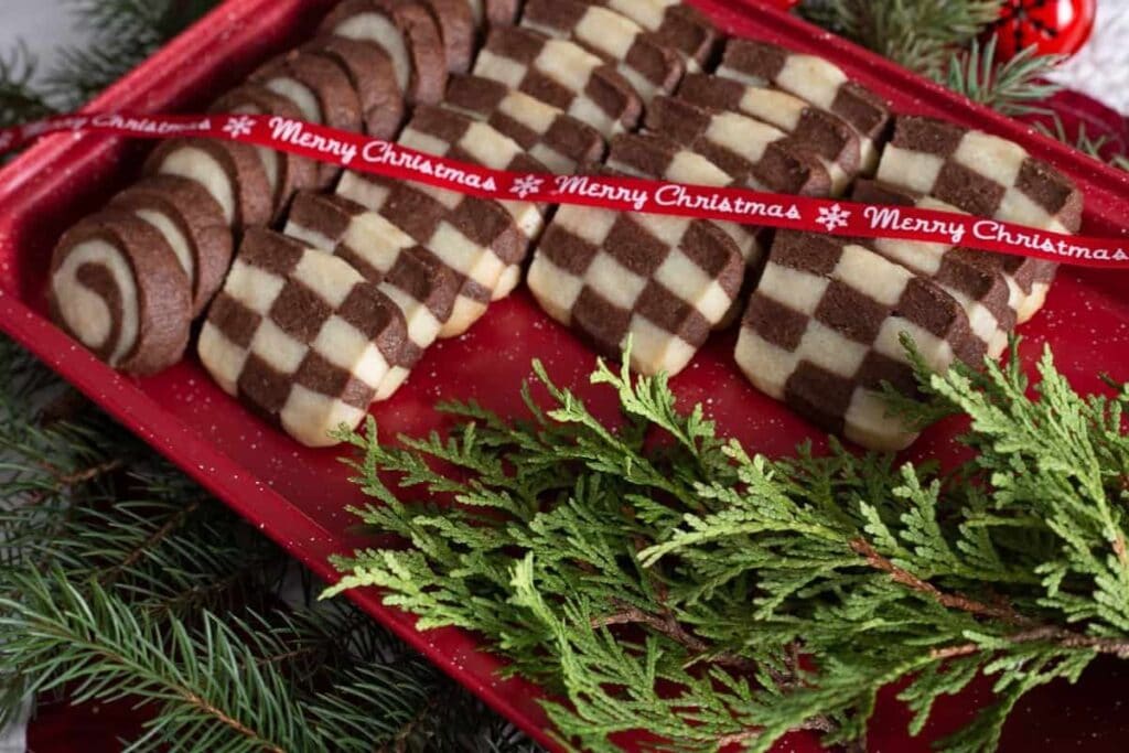 A close up shot of shortbread cookies.