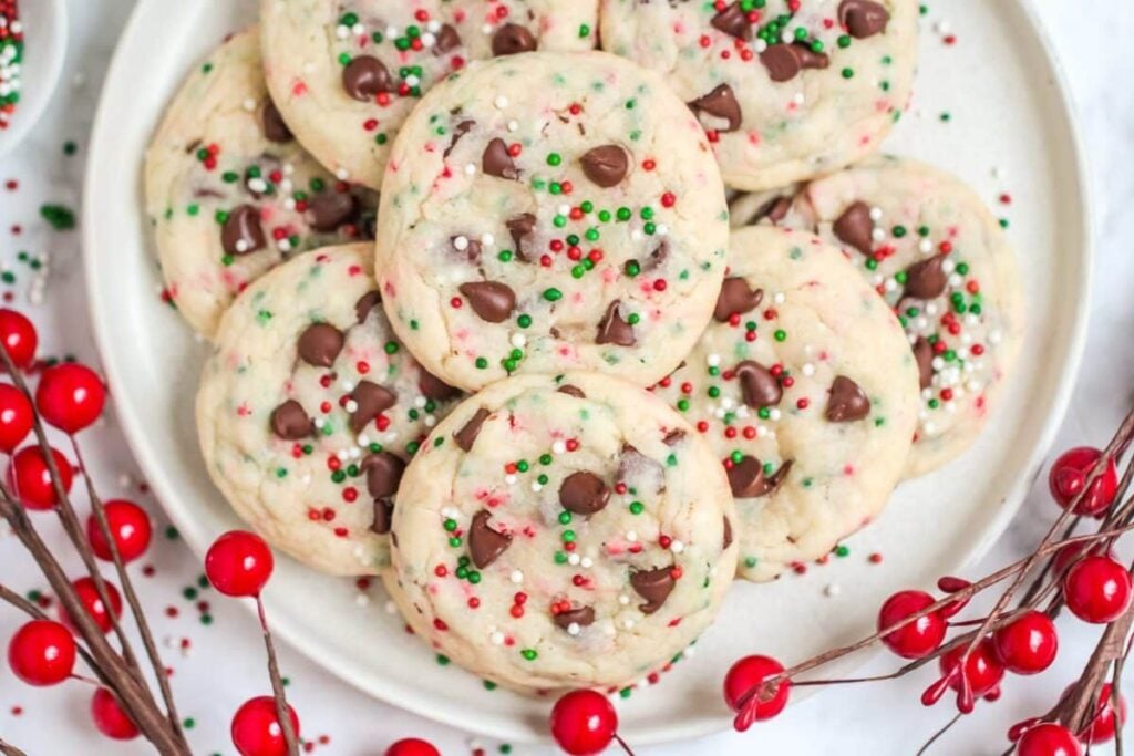 A close up shot of chocolate chips.