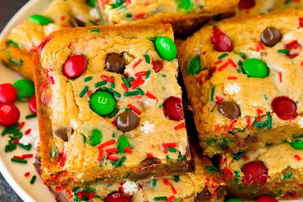 A close up shot of cookie bars.
