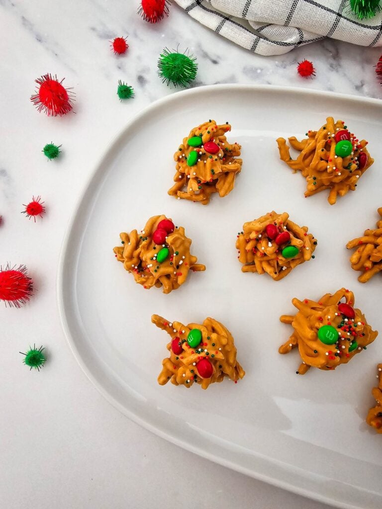 A close up shot of haystack cookies.