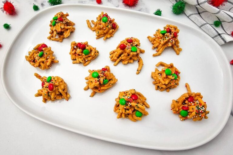 A close up shot of haystack cookies.