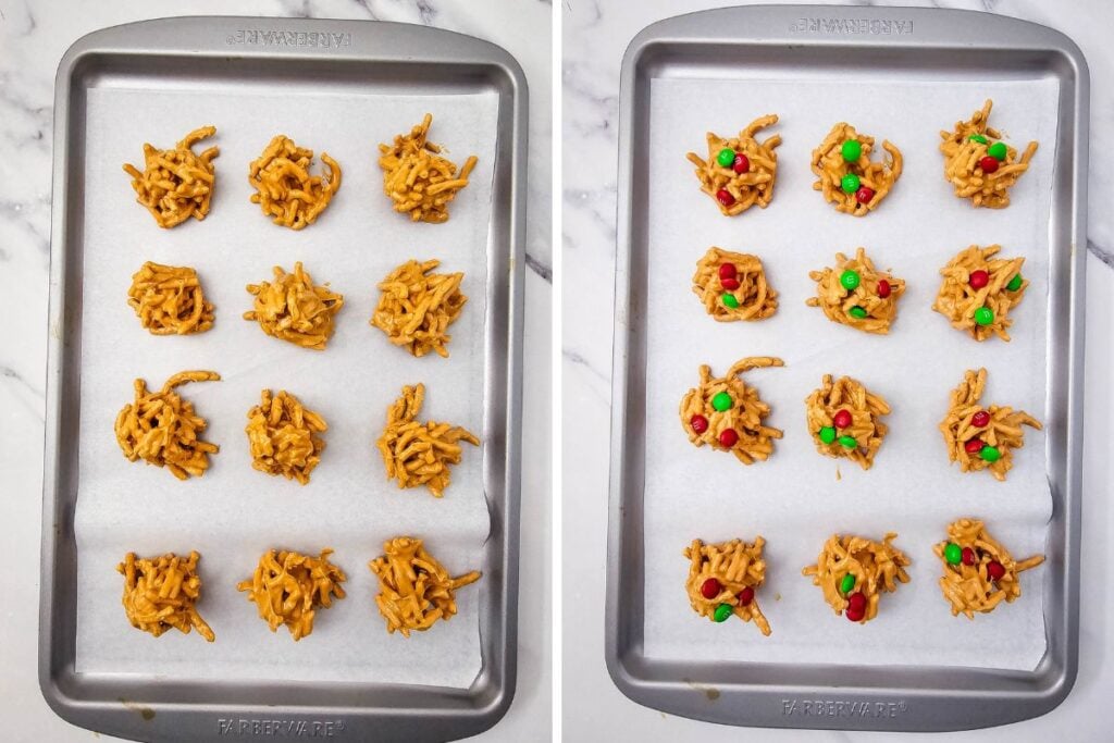 Process shots collage of haystack cookies.