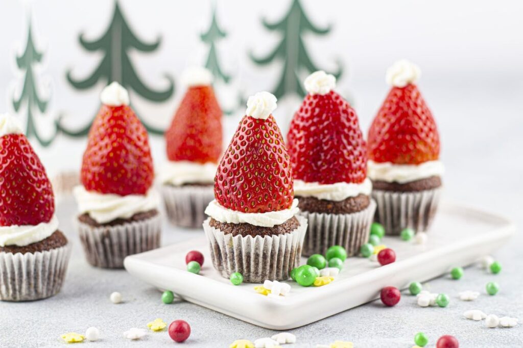 A close up shot of Christmas muffins.