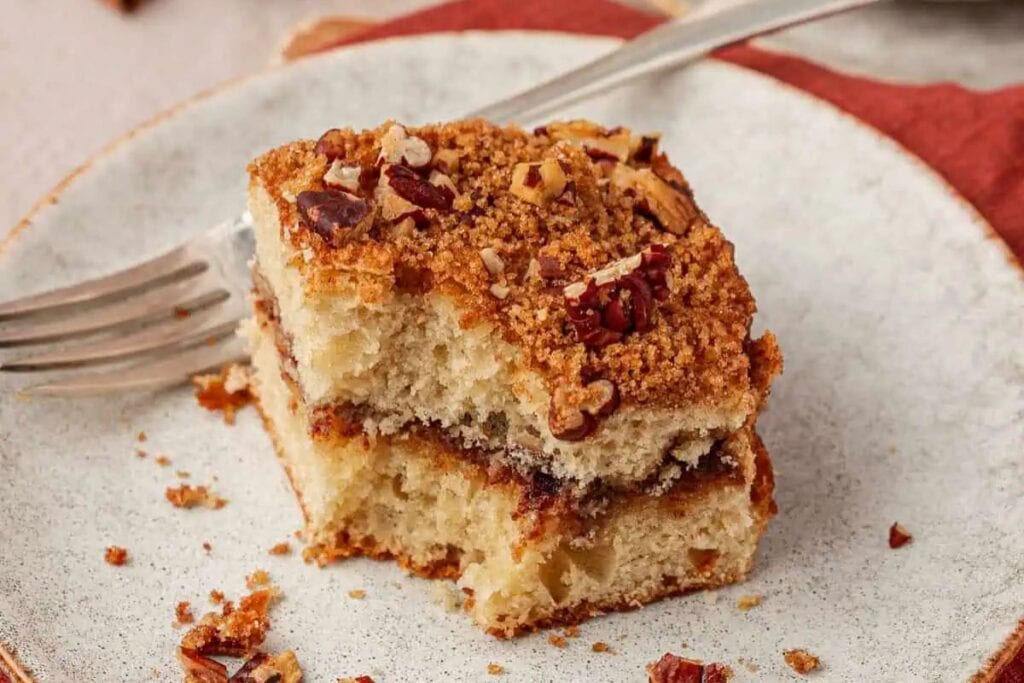 A slice of coffee cake.