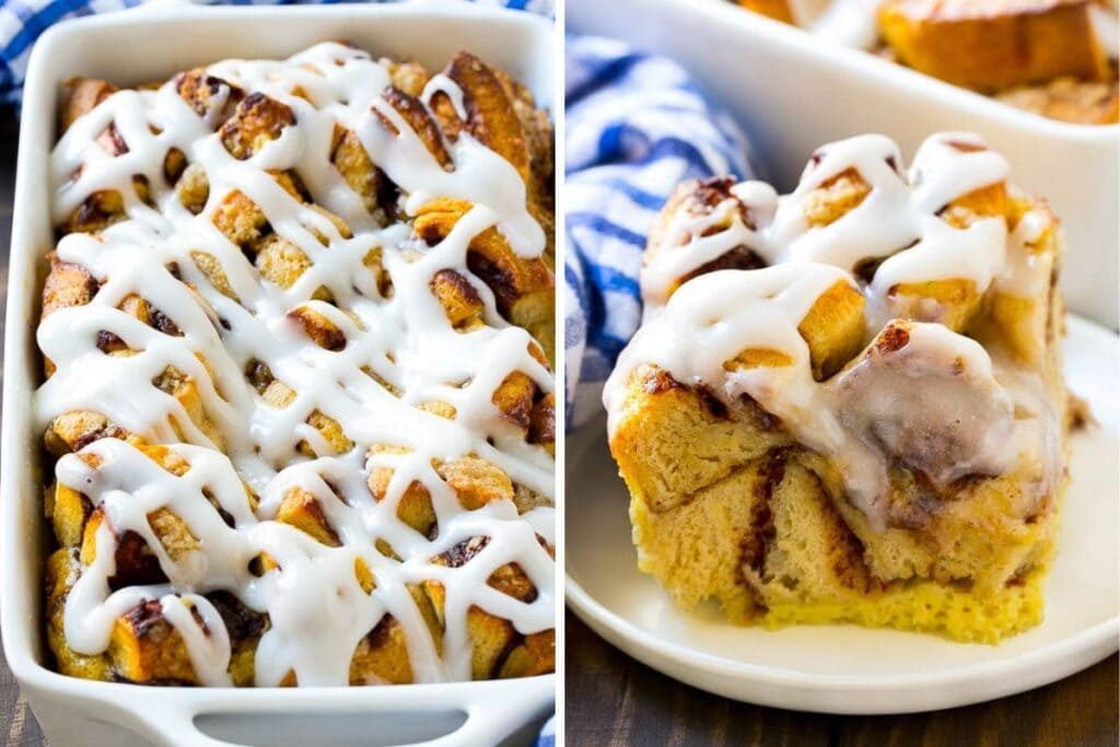 Collage of french toast casserole.