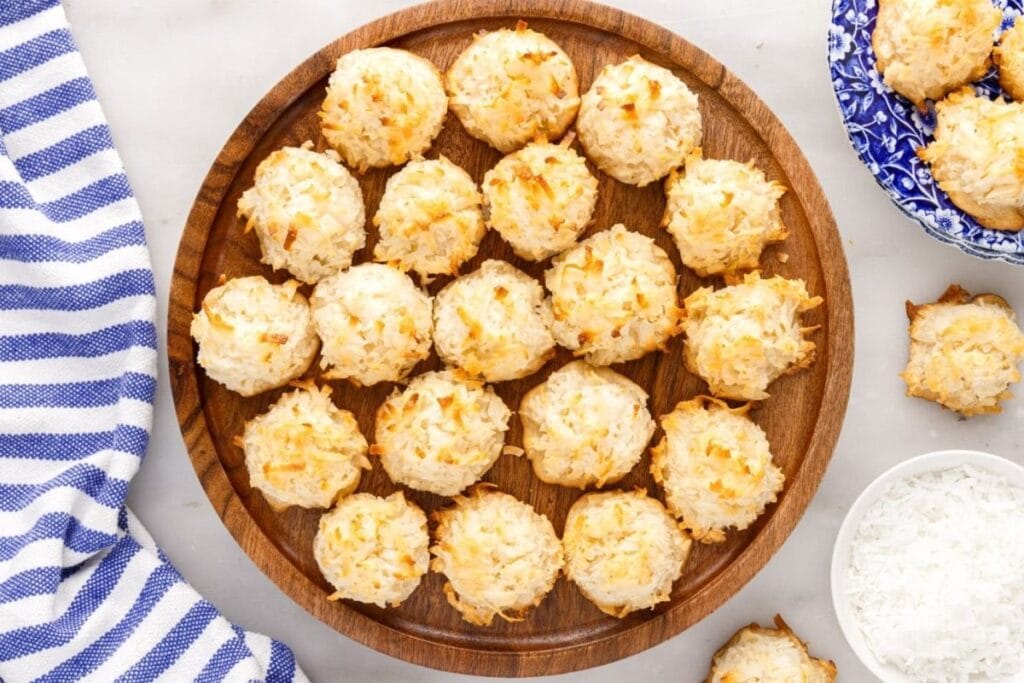 A close up shot of coconut macaroons.