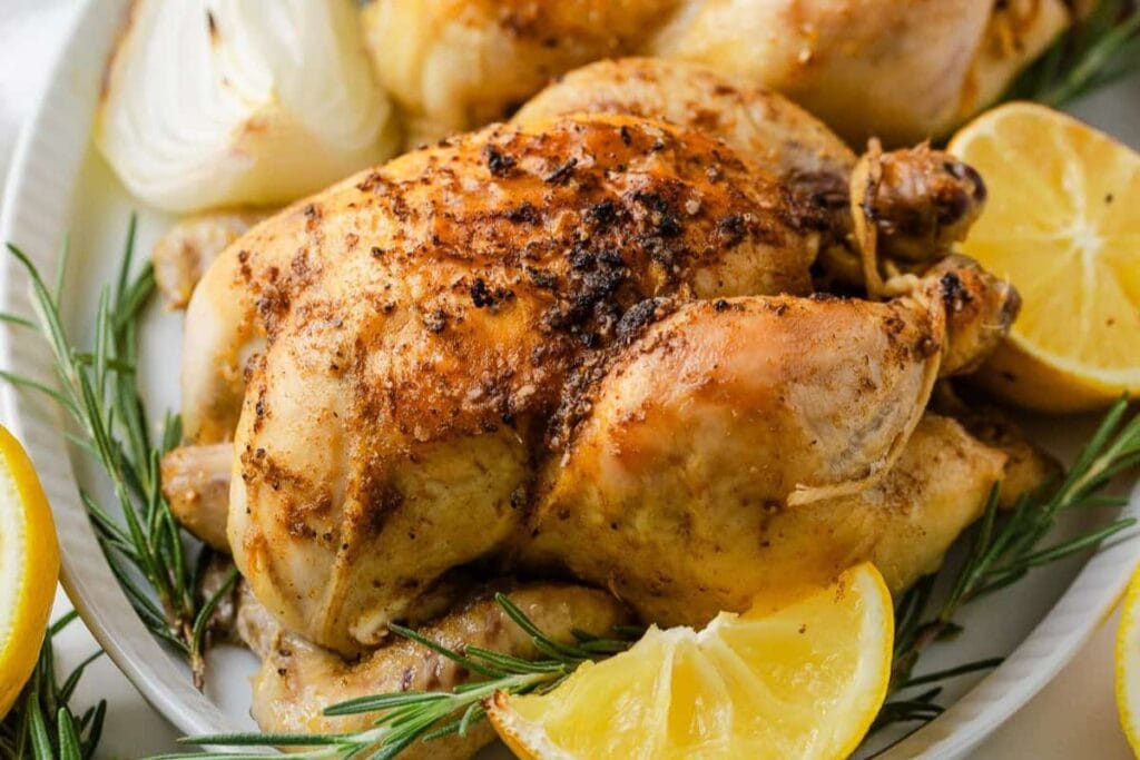 A close up shot of cornish hen.