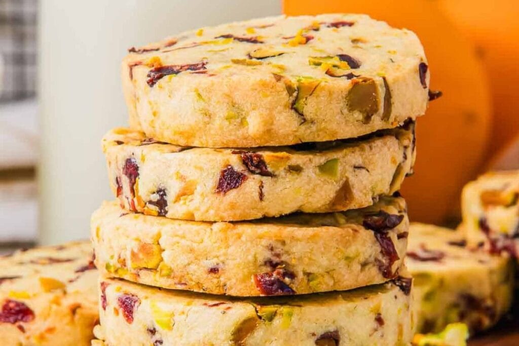 A close up shot of shortbread cookies.