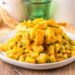 A close up shot of chicken pot pie casserole.