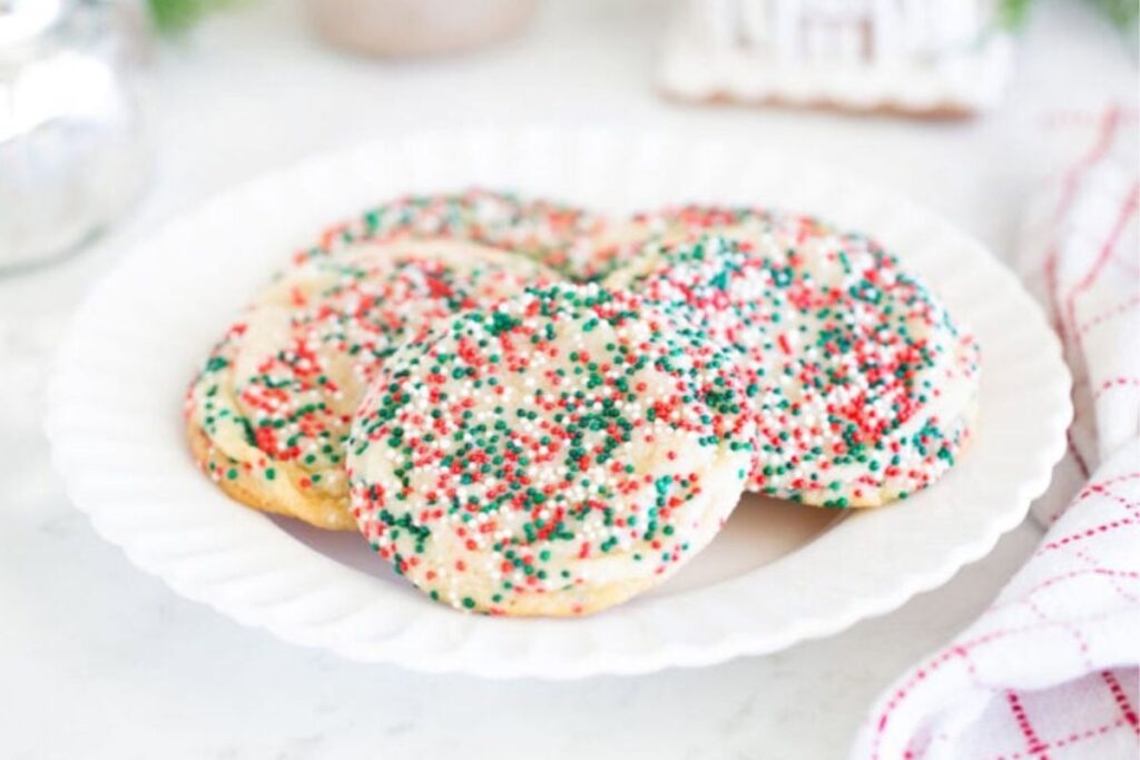A close up shot of sugar cookies.