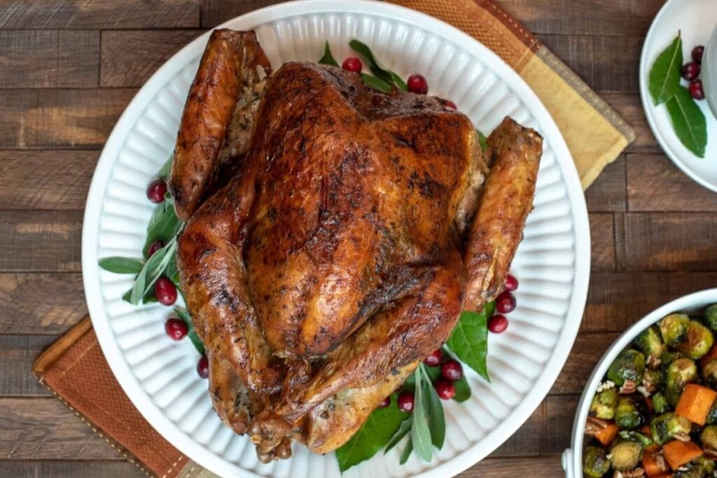 A close up shot of brine turkey.