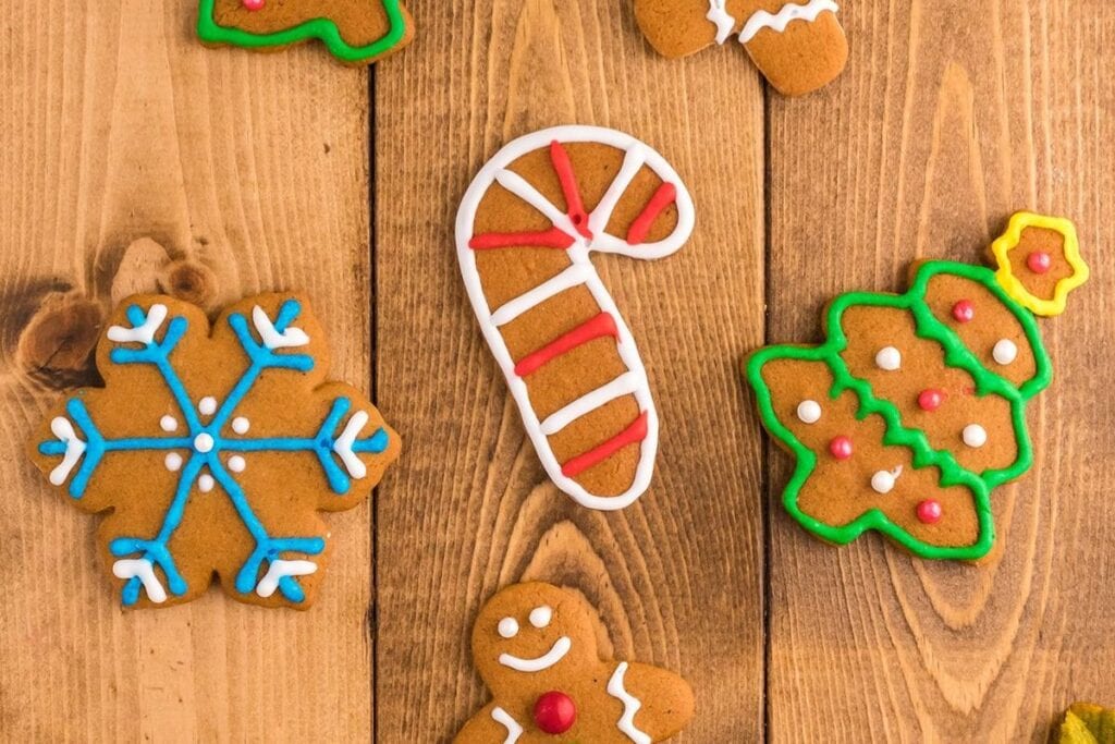 A close up shot of gingerbread cookies.