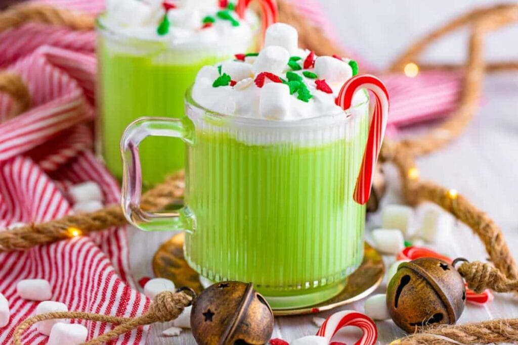 A close up shot of grinch chocolate.