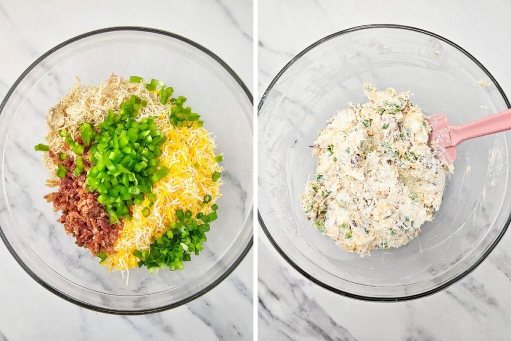 Process shots collage for chicken casserole.