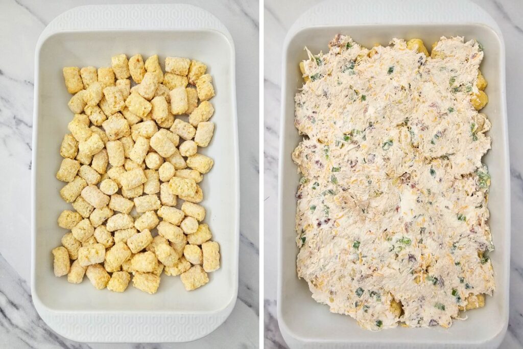 Process shots collage for chicken casserole.