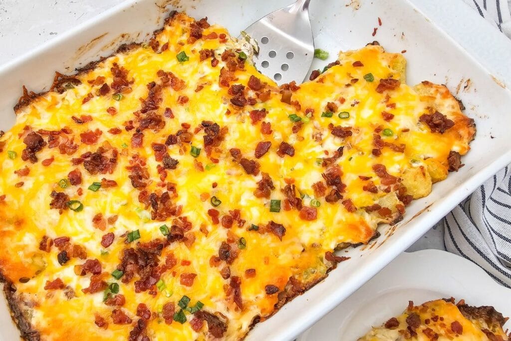 A close up shot of chicken casserole.