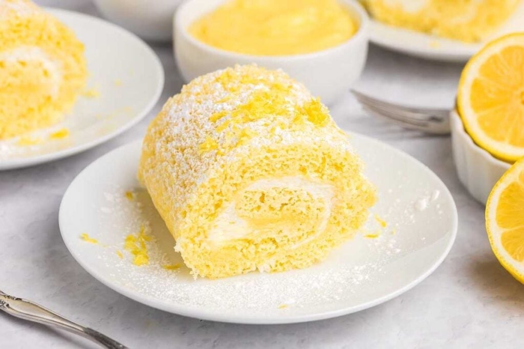A slice of roll cake.
