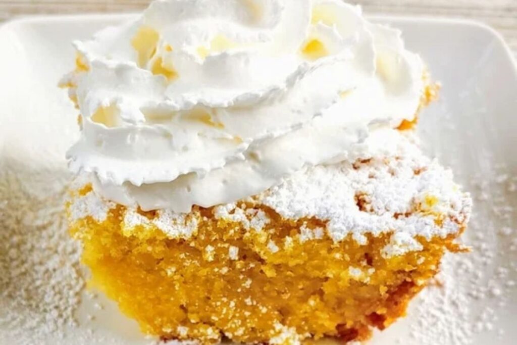 A close up shot of lemon curd cake.