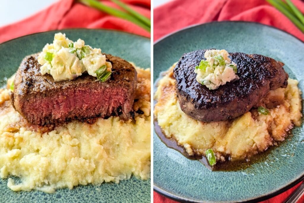 A close up shot of filet mignon.