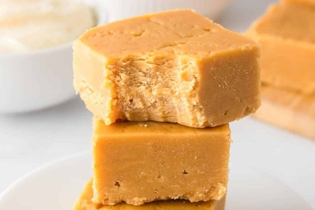 A close up shot of peanut butter fudge.