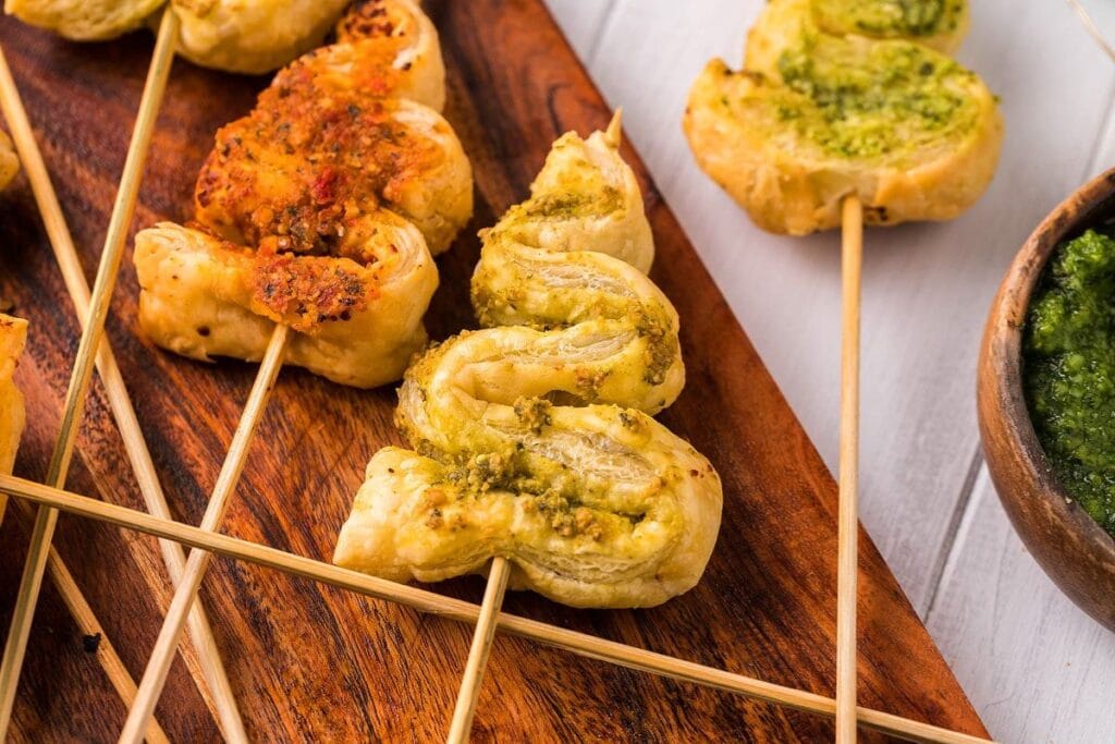 A close up shot of puff pastry.