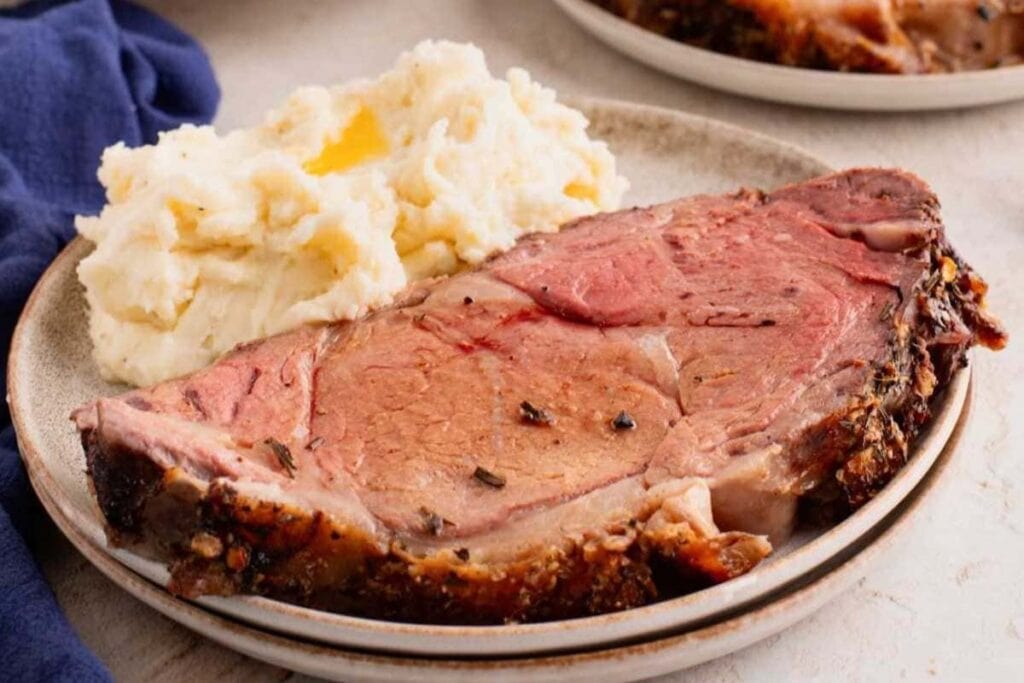 A close up shot of prime rib.