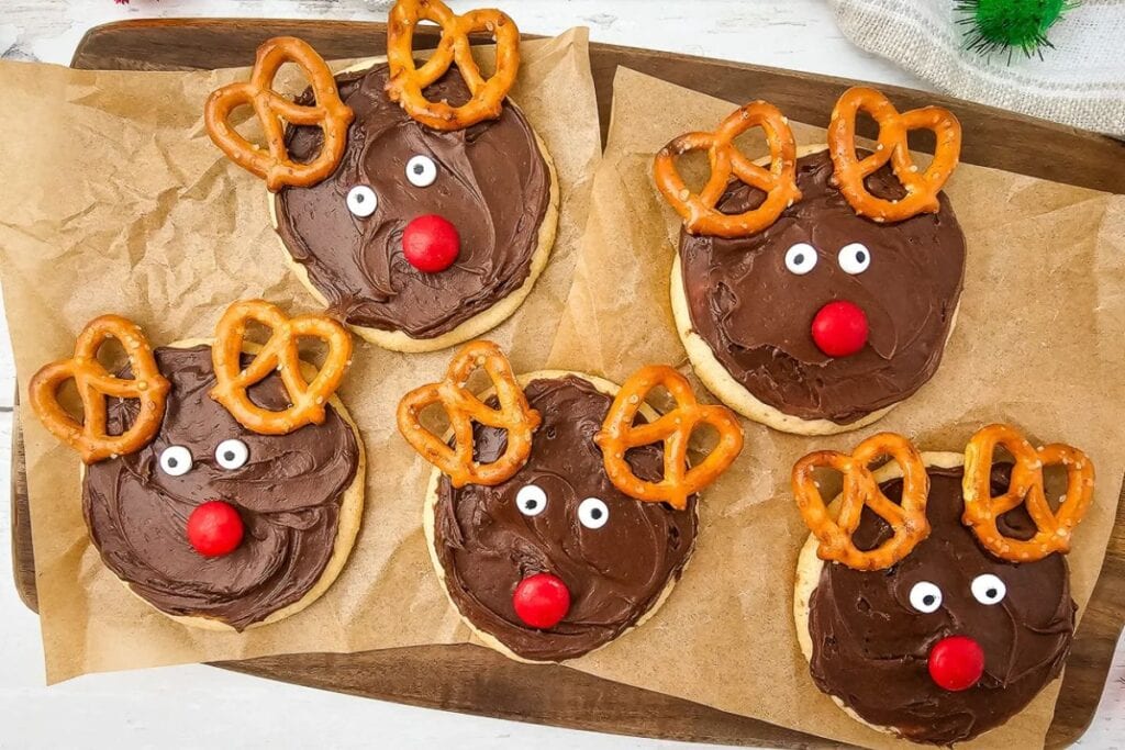 A close up shot of sugar cookies.