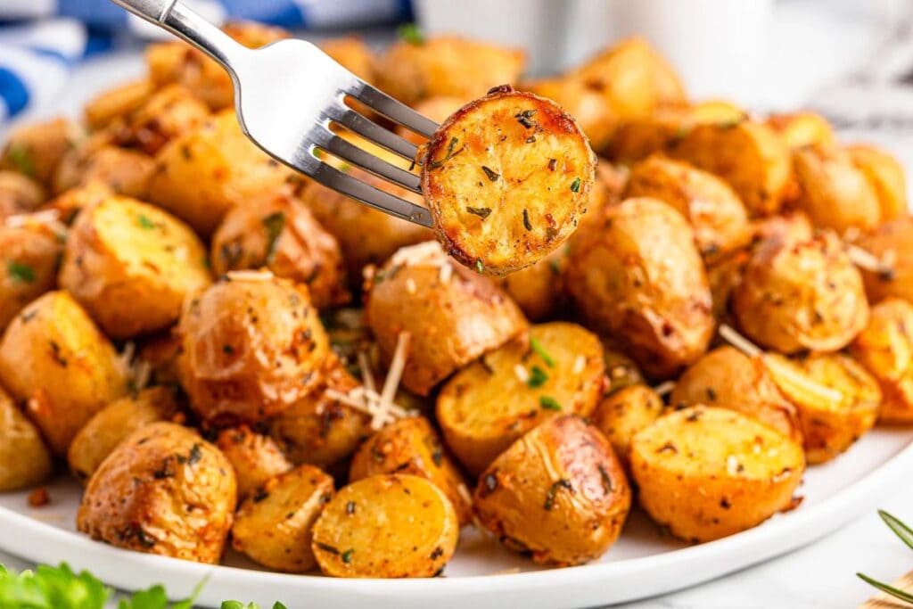 A close up shot of baby potatoes.
