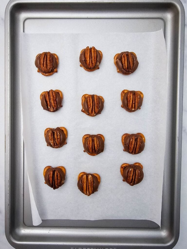 Process shot of Rolo pretzels.