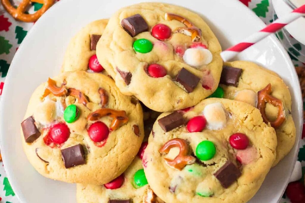 A close up shot of Santa's cookies.