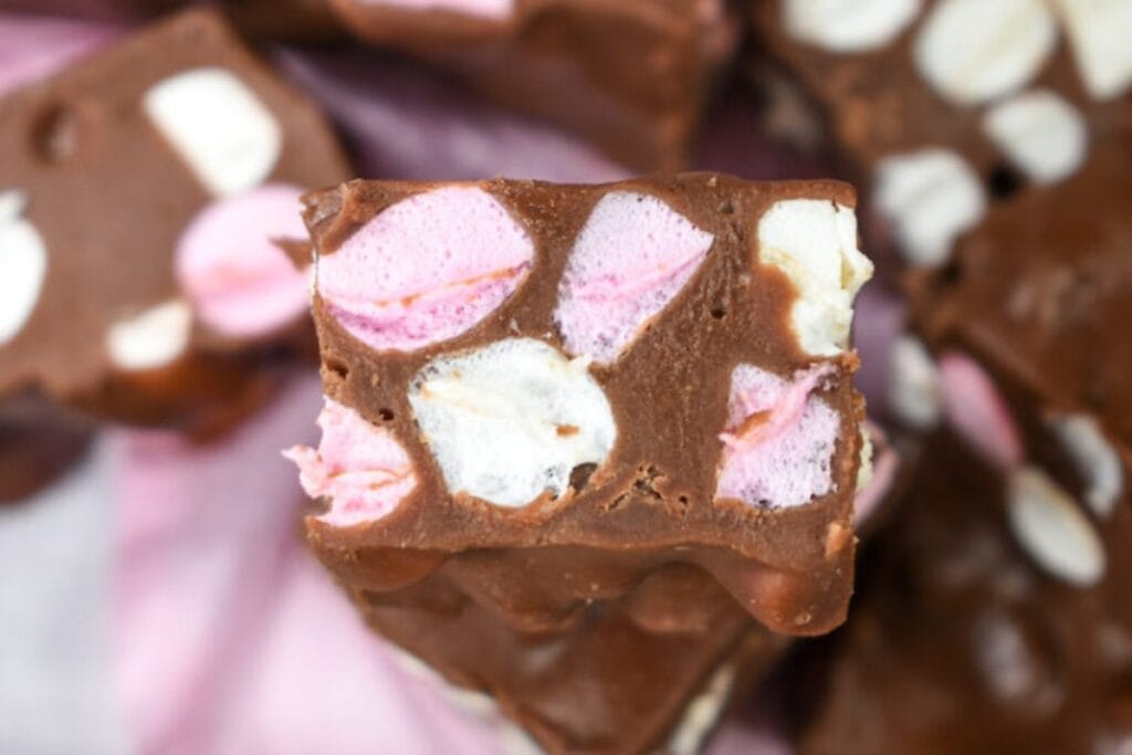 A close up shot of three ingredient fudge.