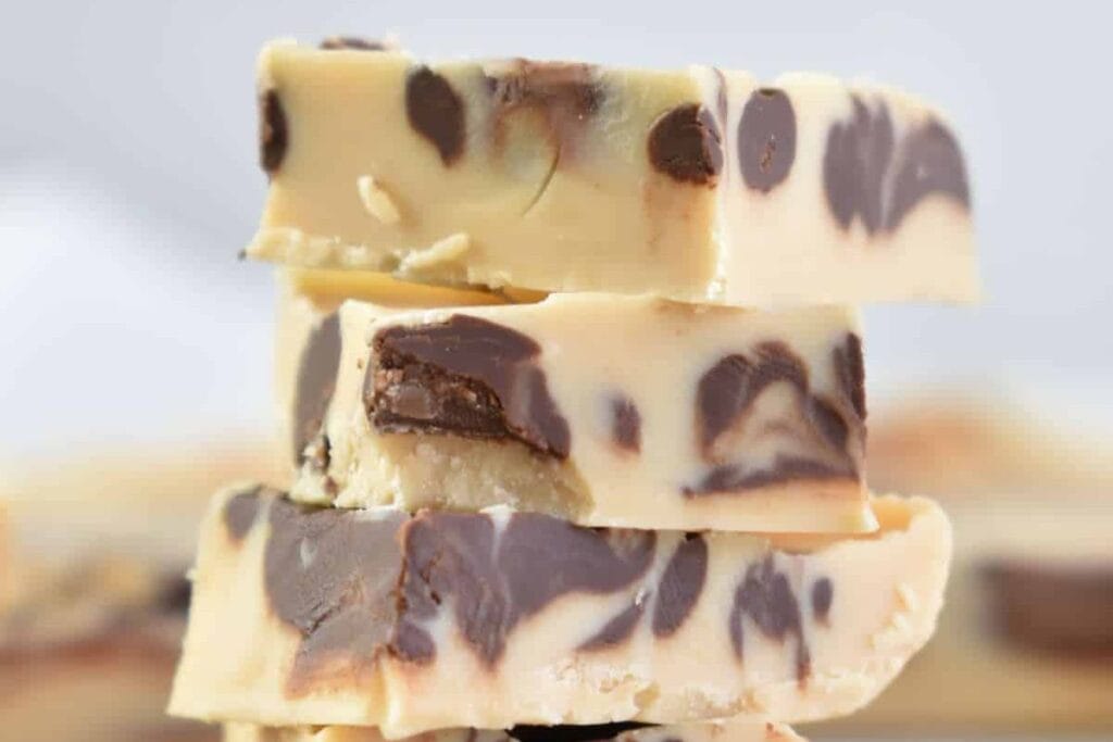 A close up shot of butter fudge.