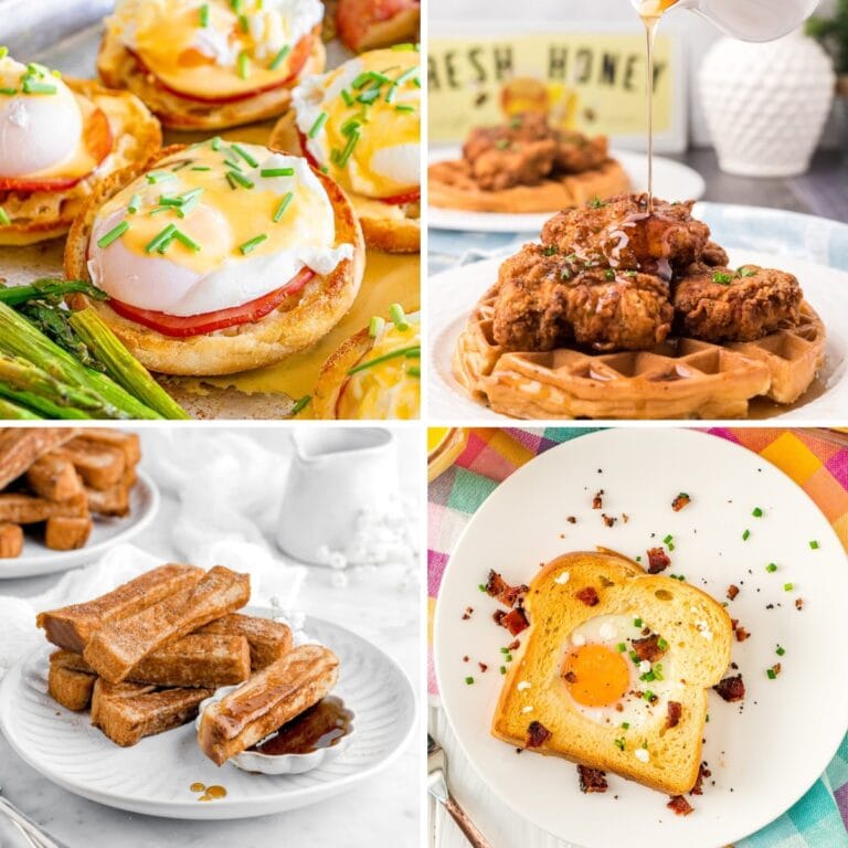 Collage of brunch recipes.