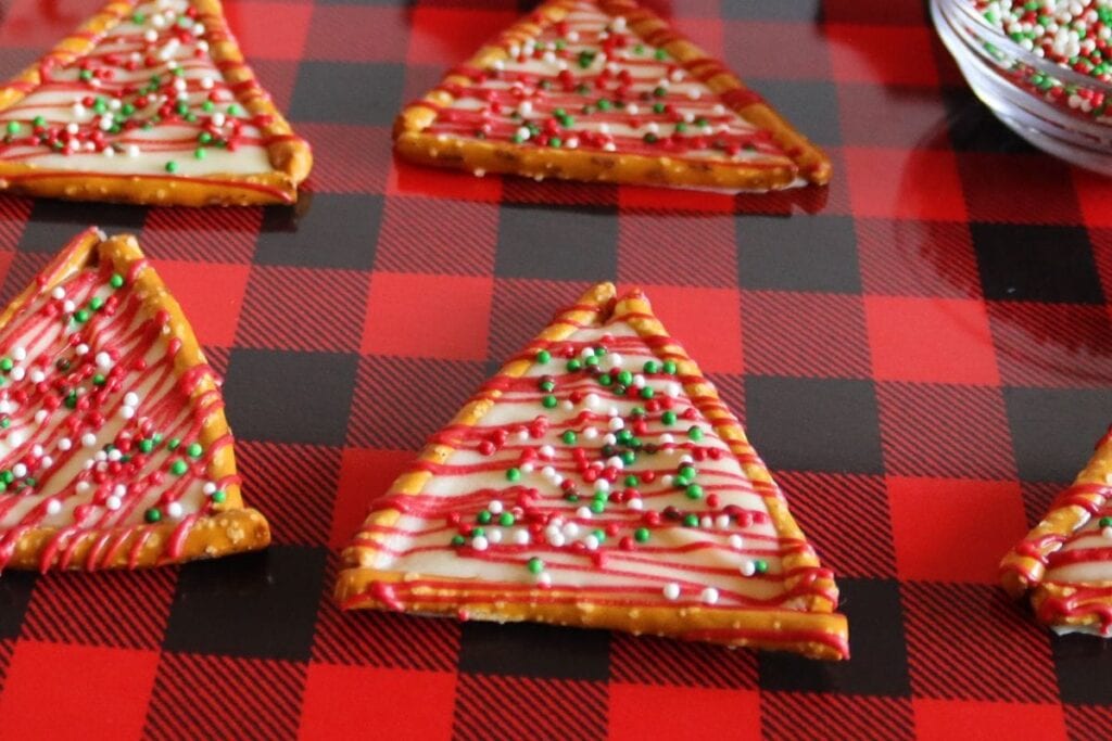 Christmas tree shaped pretzels