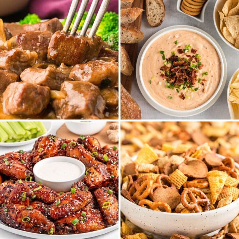Collage of slow cooker appetizers.