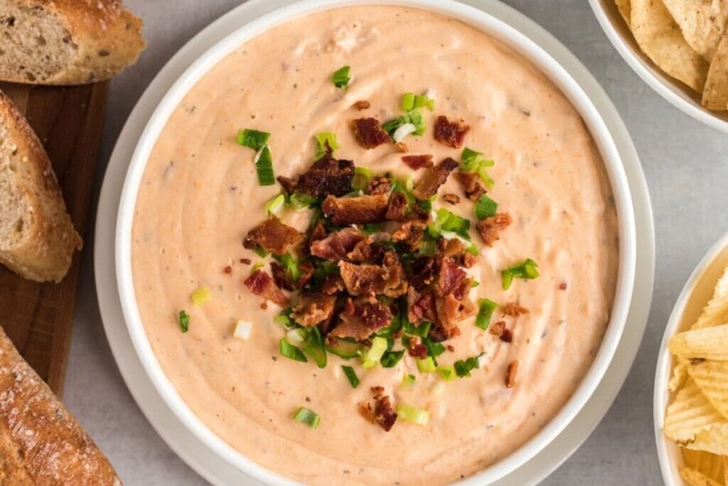 Crockpot crack dip in a bowl.