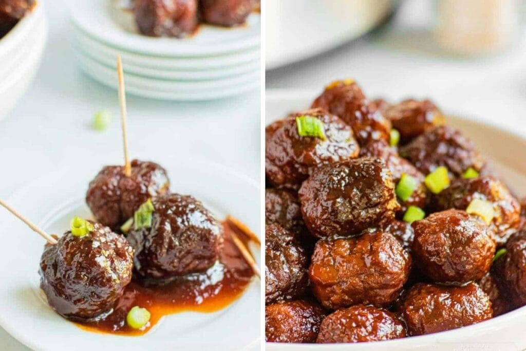 Crockpot meatballs on a plate.