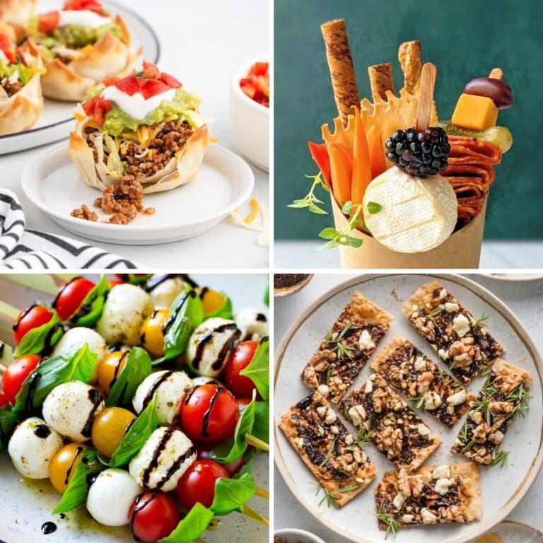 Collage of individual appetizers.