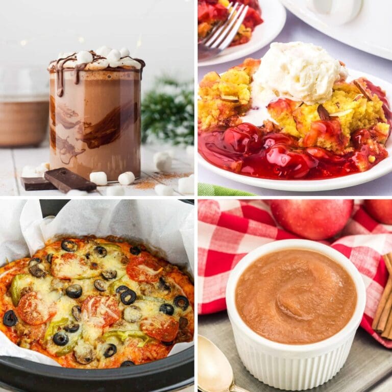 Collage of surprising foods you can make in a crockpot.