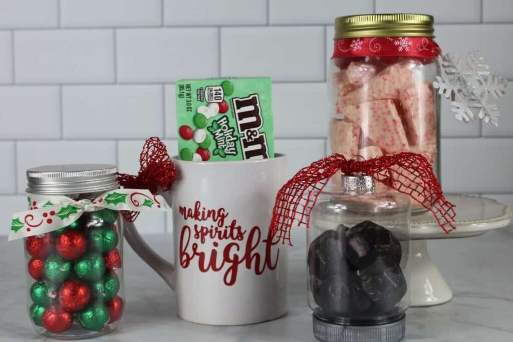 A close up shot of DIY dollar tree gifts.