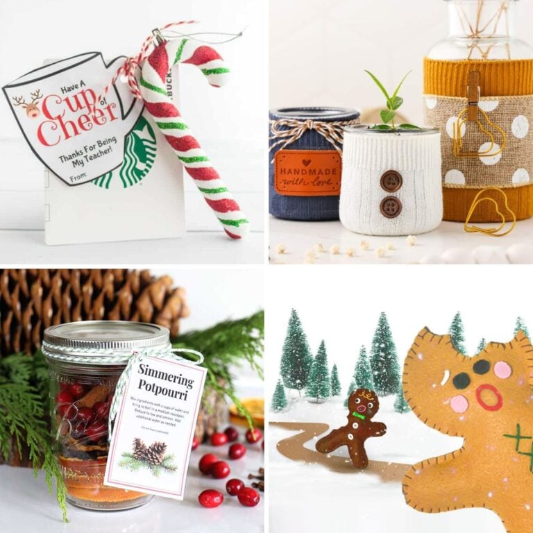 Collage of DIY Christmas gifts.