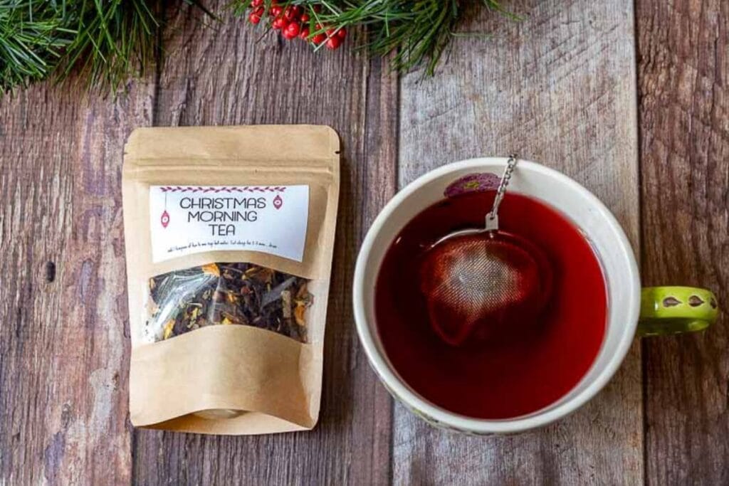 A close up shot of Christmas morning tea.