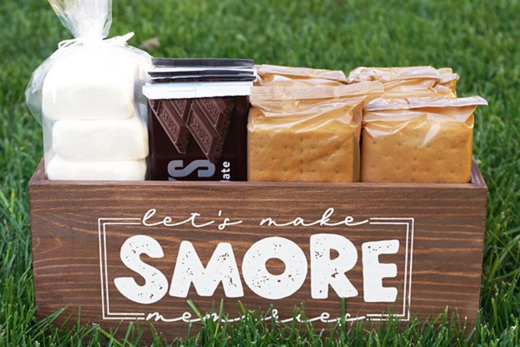 A close up shot of s'mores station bar.