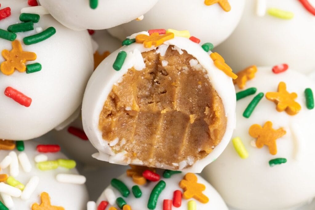 A close up shot of gingerbread truffles.
