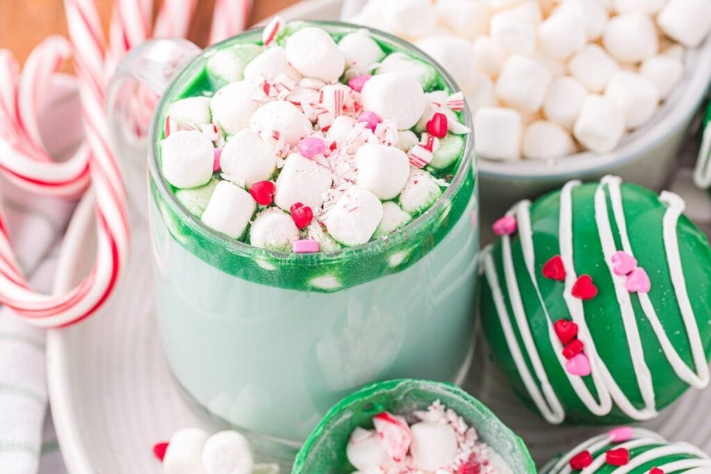 A close up shot of hot chocolate bombs.