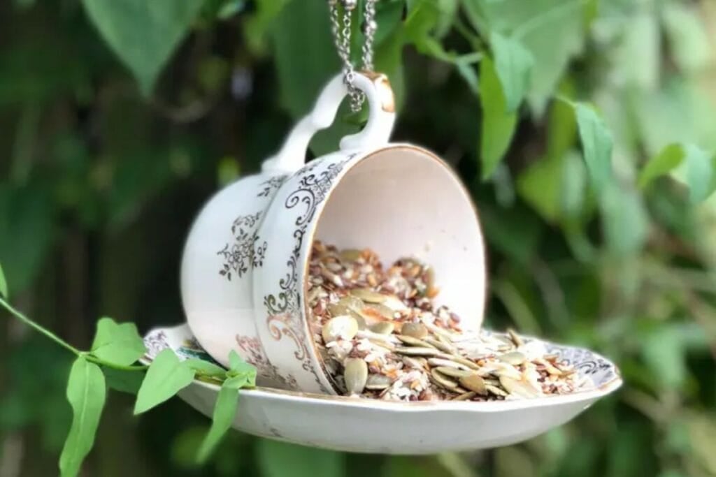 A close up shot of hanging teacup.