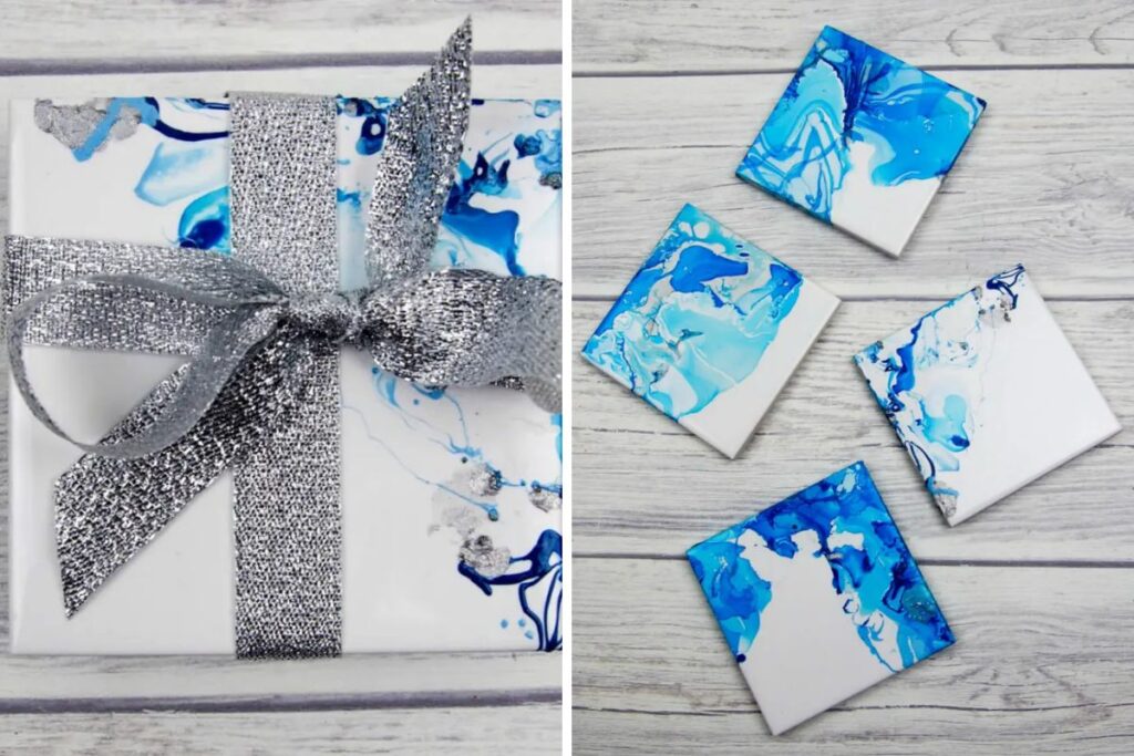 Collage of marble coasters.