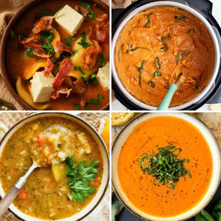 Collage of cheap soup recipes.