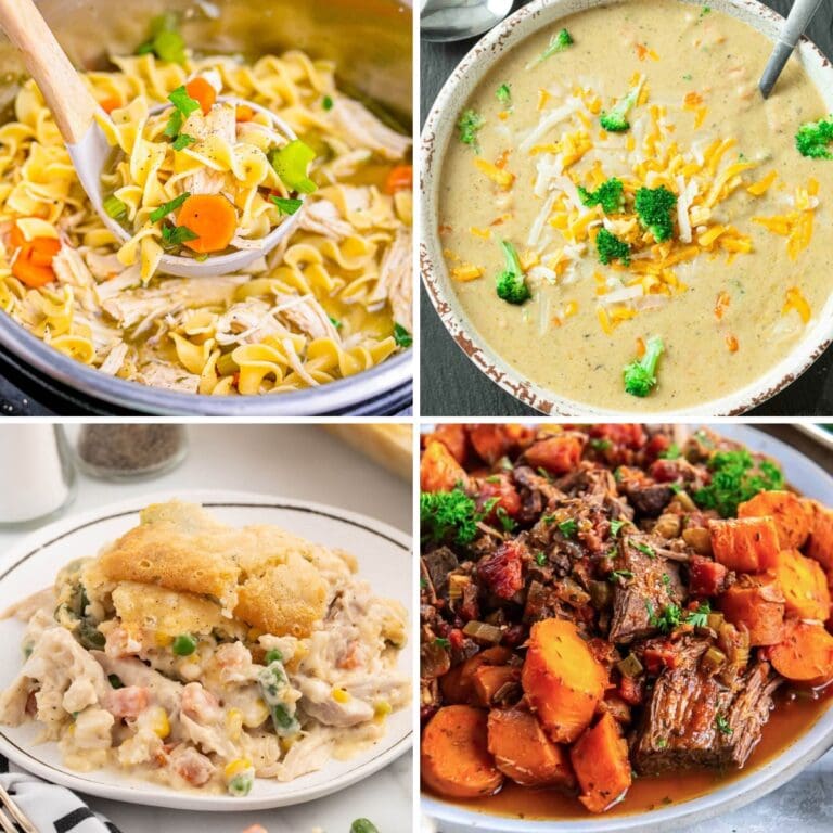 Collage of winter dinner recipes.